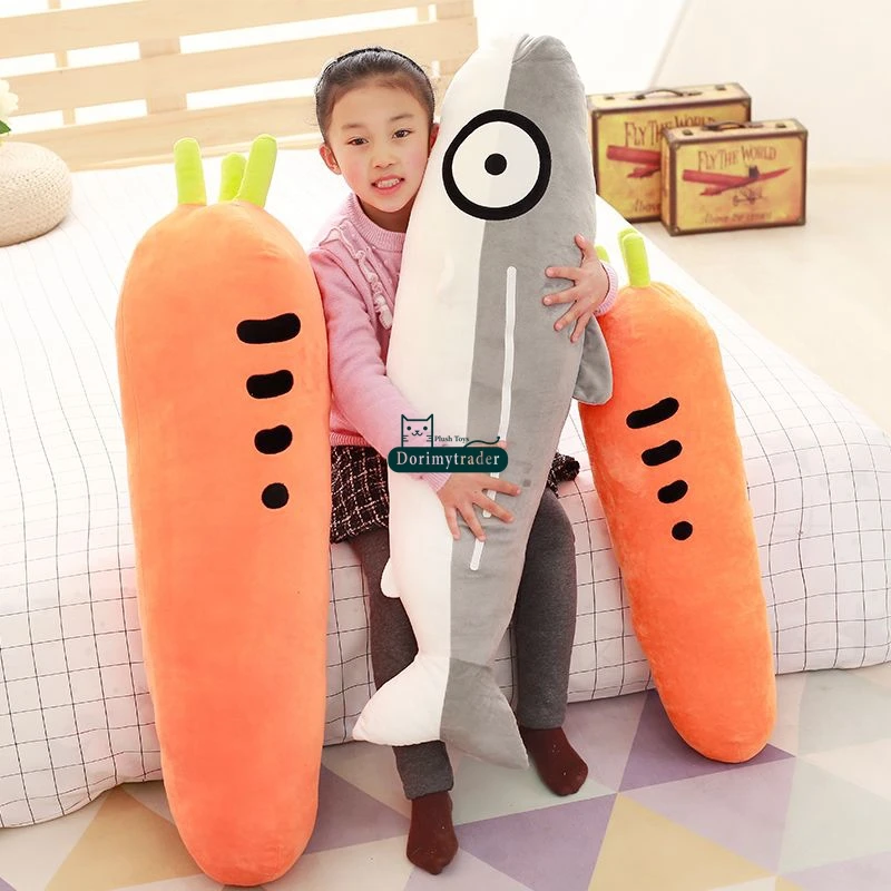 

Dorimytrader New Lovely 100cm Big Soft Cartoon Chum Salmon Plush Pillow 39'' Big Stuffed Carrot Doll Toy Long Sleeping Pillow