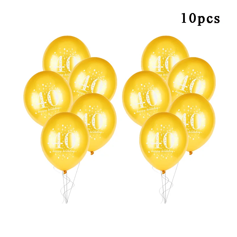 10pcs gold 40 30 40 50 60 лет украшения на день рождения взрослые воздушные гелиевые цифры конфетти для воздушного шара цифровой Baloons Декор стенда латексные Globos - Цвет: 10pcs gold 40
