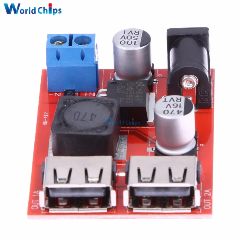 LM2596 LM2596S двойной USB преобразователь 9 В 12 24 36 до 5 3 А понижающий плата автомобильное