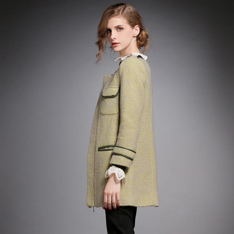 Женское шерстяное пальто Abrigos Mujer Invierno осенне зимнее короткое кашемировое с