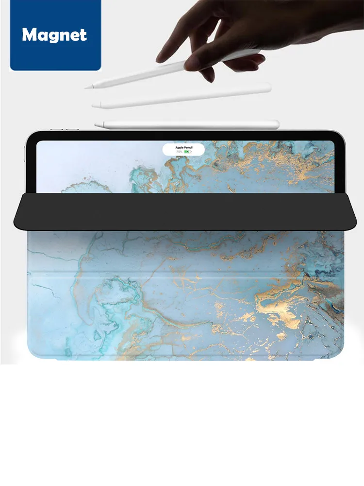 Умный чехол с синим мрамором для iPad Pro 11 12 9 2018 Магнитный тройного сложения