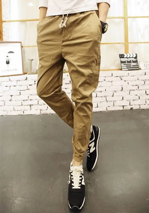 Мужские джоггеры повседневные хлопковые с манжетами в стиле Харадзюку летние