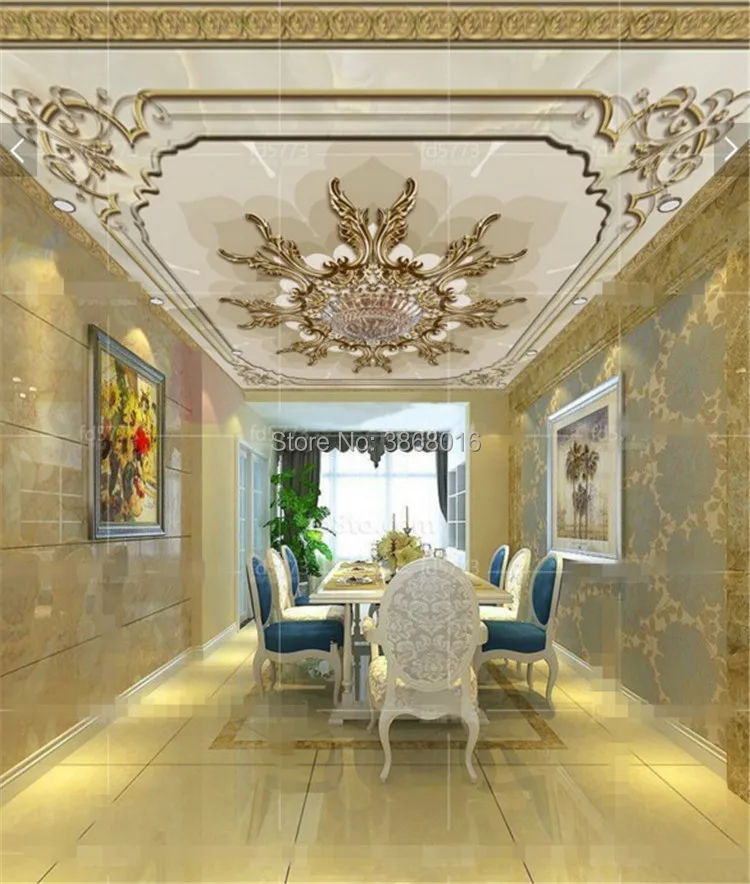 Пользовательские 3d фото обои изысканный европейский стиль тиснением границы мраморный потолок Зенит Фреска отель спальня украшения дома