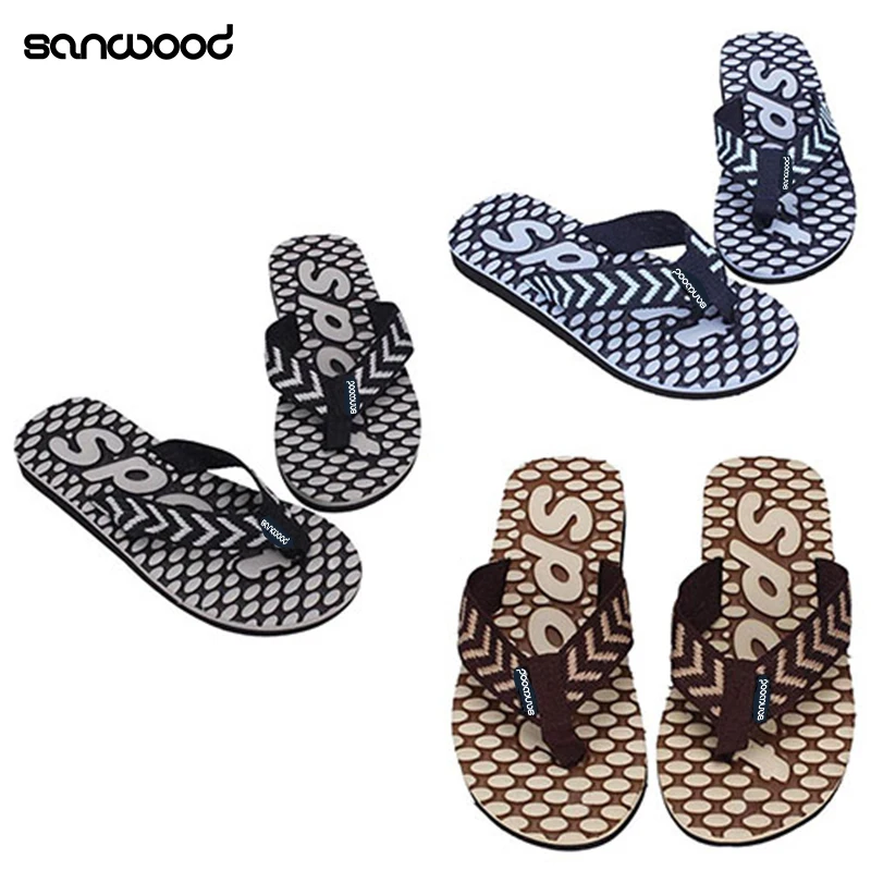 New Hot Men's Summer Sport Dot Print Indoor Slippers Outdoor Flip Flops Beach Sandals