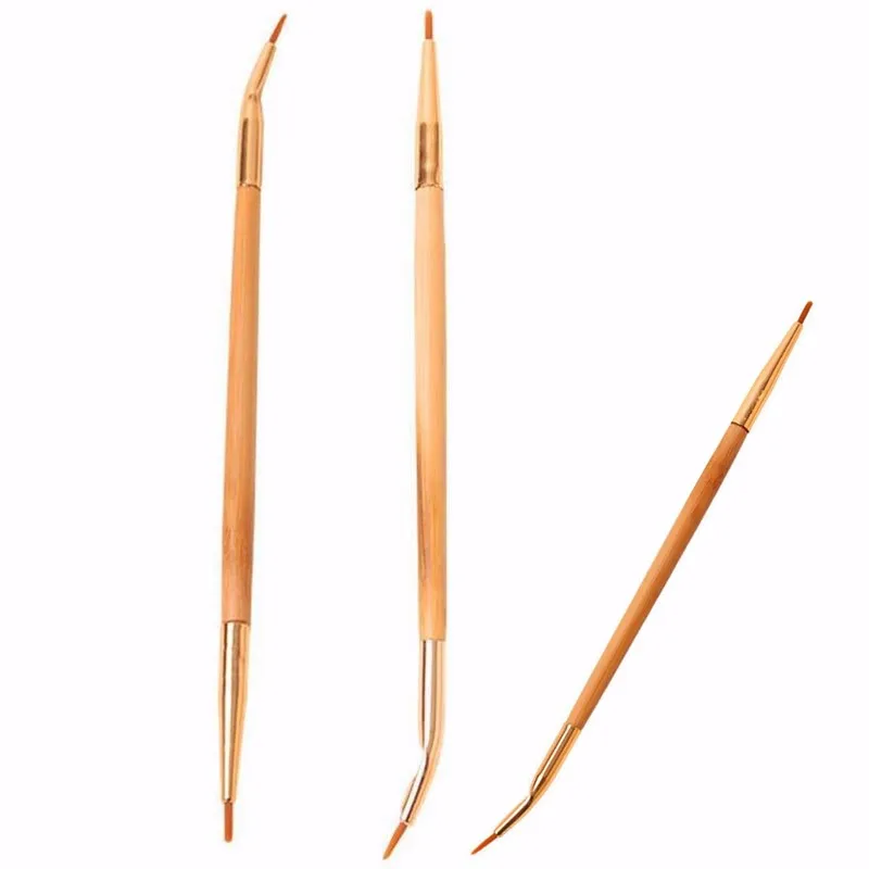 SAIANTTH Double eyeliner brush + lip makeup brushes bending dual beauty tools nature bamboo handle pincel maquiagem | Красота и
