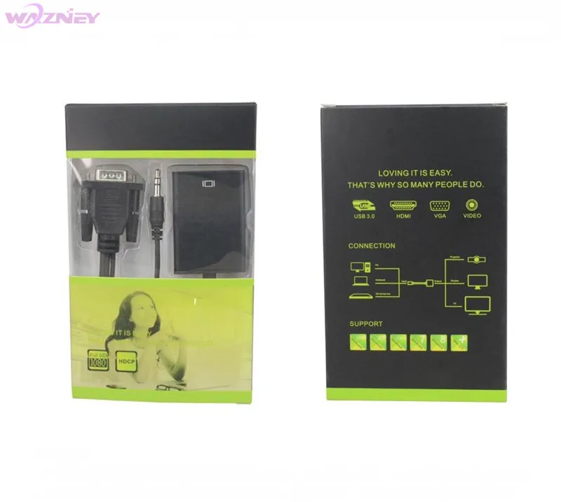 Преобразователь из VGA в HDMI кабель адаптер с аудио выходом 1080P Женский USB источник