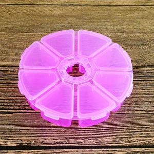 Pink 8 гритов хранение для принадлежностей для дизайна ногтей пластиковый круглый контейнер для ногтей чехол-коробка стразы аксессуары органайзер для ногтей товары для рукоделия инструменты для красоты - Цвет: Pink