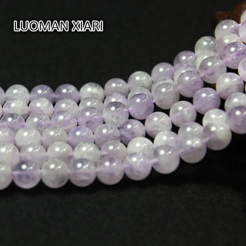 

Бусины AAA + из натурального аметиста лаванды, круглые камни, материал для браслета, ожерелья 4/8, 5/10 мм, нить 15 дюймов