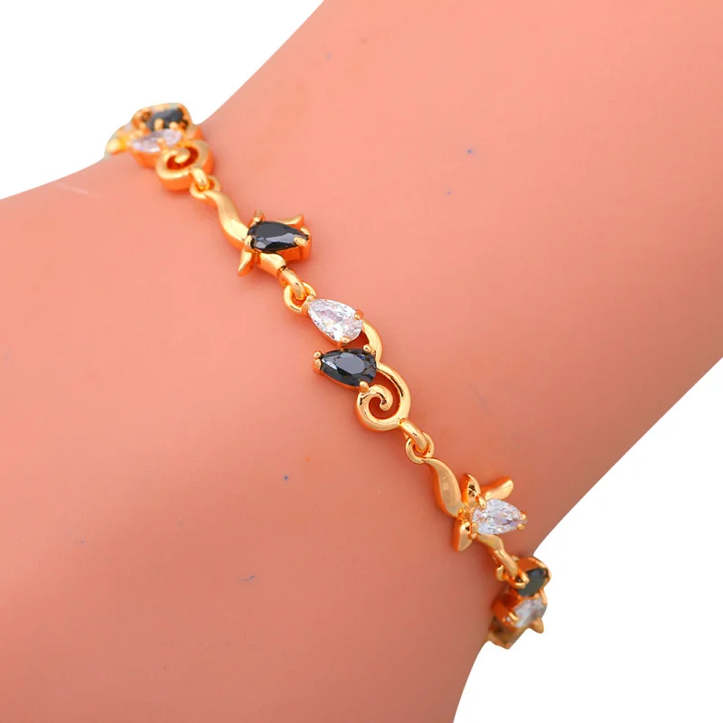 Ayowei Цвет Кристалл & AAA кубический цирконий желтый золотой цвет браслеты для