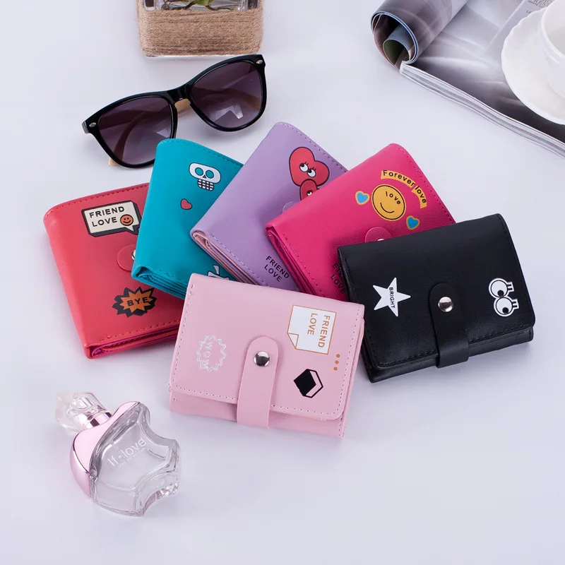 

Fashion New Female Women's Wallet Casual Multi-color Card Simple Style Buckle Leather Cute Small Purse Wallets Women Purses