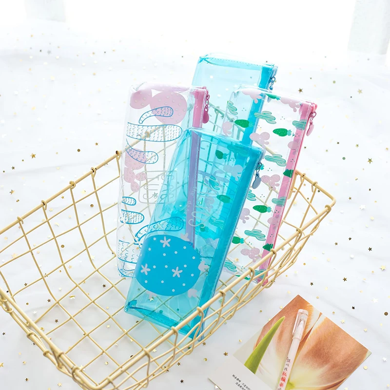 1 шт. симпатичный карандаш кактус чехол кавайный прозрачный пенал канцелярские