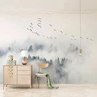 Настенные обои по индивидуальному заказу, Современные Простые панели с изображением птиц и соснового леса, облаков, настенная живопись для гостиной, спальни, домашний декор, фреска