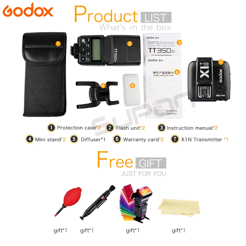 2x Godox TT350N 2 4G HSS 1/8000s ttl GN36 Вспышка Speedlite + X1T-N передатчик для камеры Nikon D750 D7000 D7100 D7200