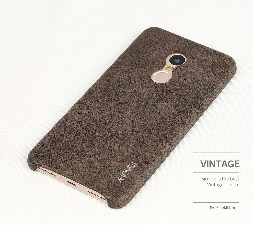 X-level Luxury Retro PU Leather Case for Xiaomi Redmi Note 4 Pro Back Cover Red mi Note4 Vintage Cases Capa Fundas |