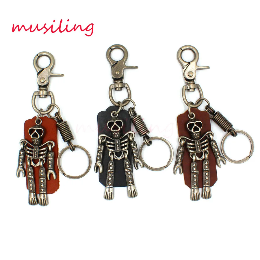 Musiling ювелирные изделия Ретро Медь сплав черепа кожаный брелок Интимные