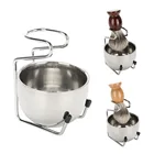 Набор профессиональных мужских кистей для бритья усов, набор из нержавеющей стали с чашей для мыла и подставкой для кистей