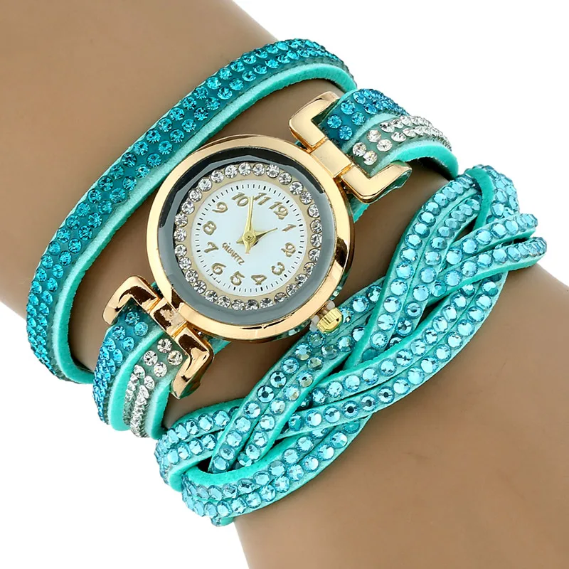 Женские кварцевые часы с плетеным браслетом и кристаллами|feminino|feminino relogiofeminino casual