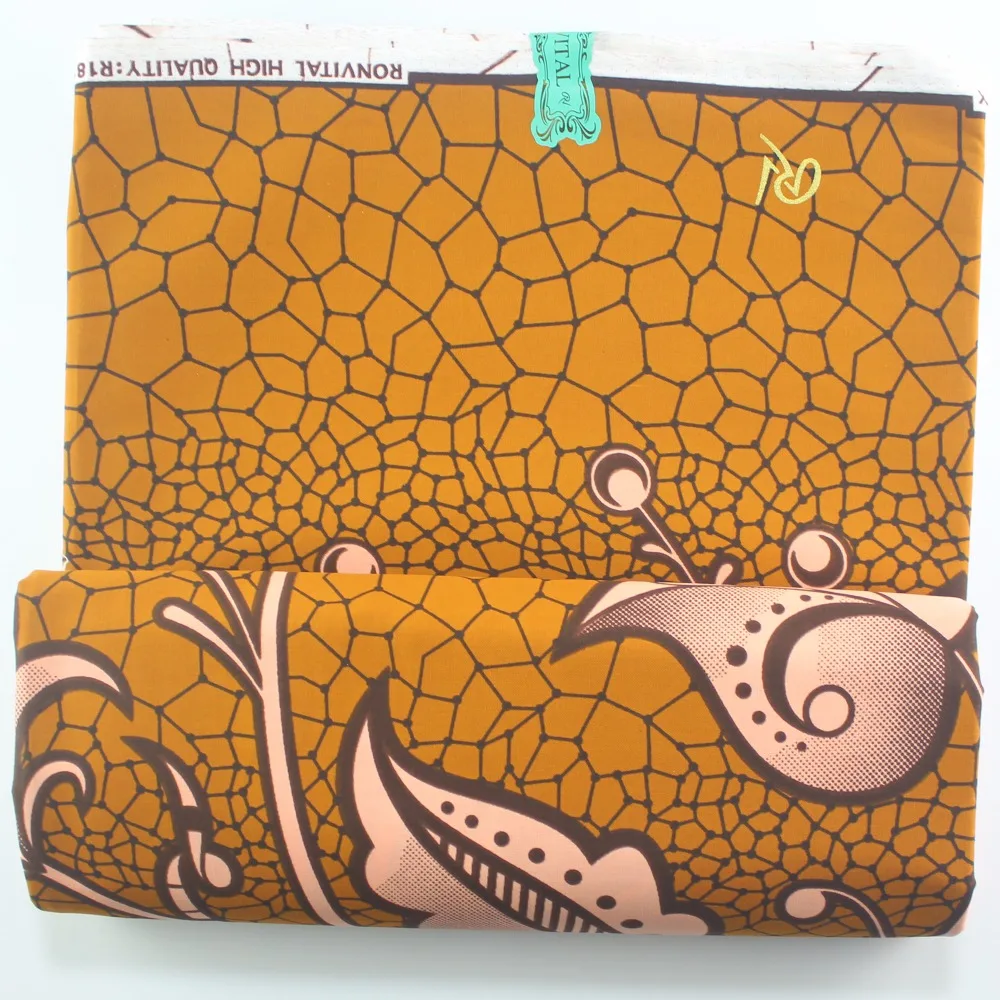 New Yellow Pattern African Cotton Fabric Ankara Printed Material Wholesale Retail Wax Print | Аксессуары для одежды