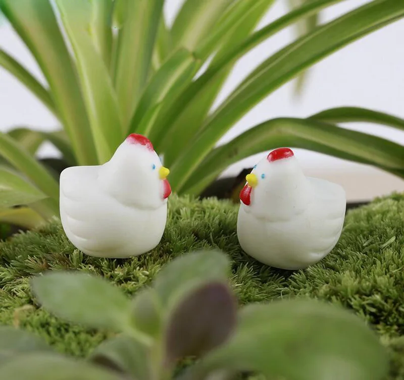 2 шт./лот миниатюрная фигурка белого курочка мини Декор сказочный сад микро