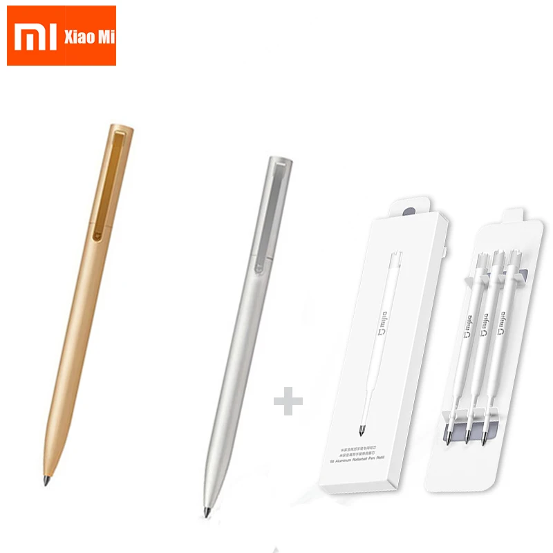 Xiaomi Mijia смарт-Металл золото серебро чернила Япония долговечная подписывающая ручка PREMEC гладкая Швейцария MiKuni черный Заправка - Цвет: 2 pen and 6pcs ink