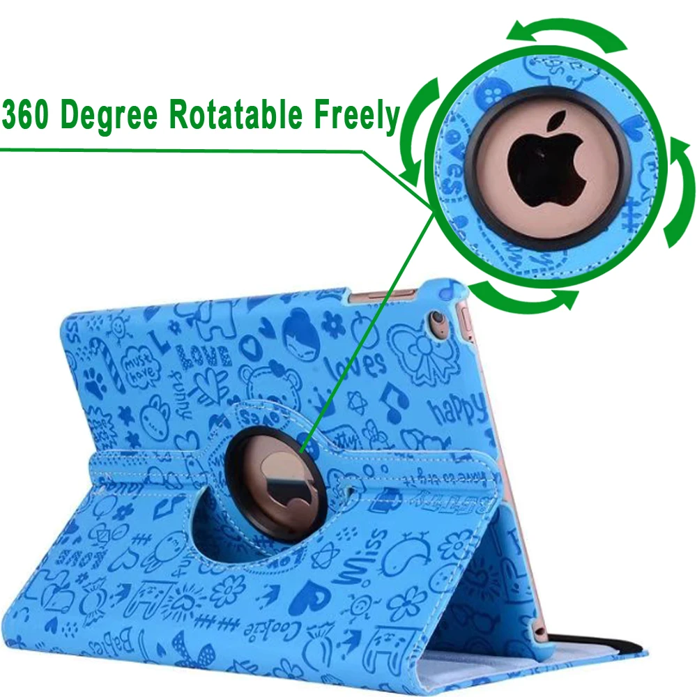 Модный чехол с рисунком для Apple iPad 9 7 2018 2017 6 6th 5 5th Generation Air 2 Air2 360 Вращающийся