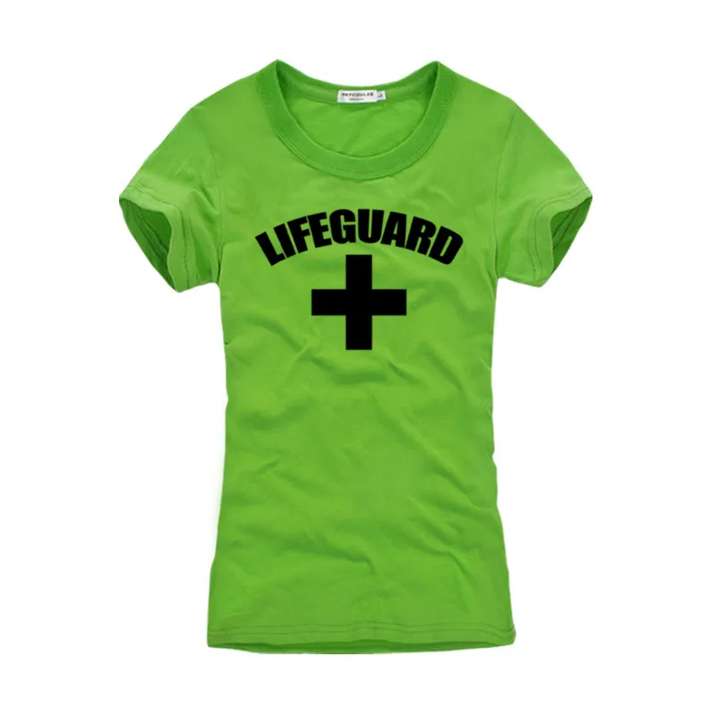 Брендовая женская одежда Повседневный стиль Lifeguard и крест дизайн короткий рукав
