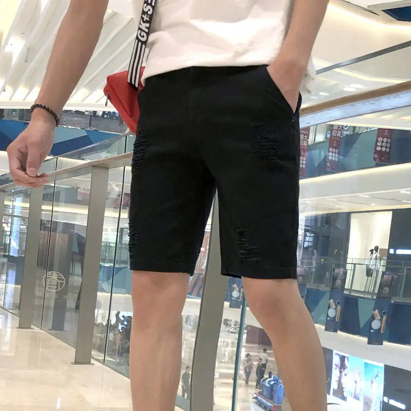 Джинсовые шорты Idopy мужские рваные классические брюки из потертого денима