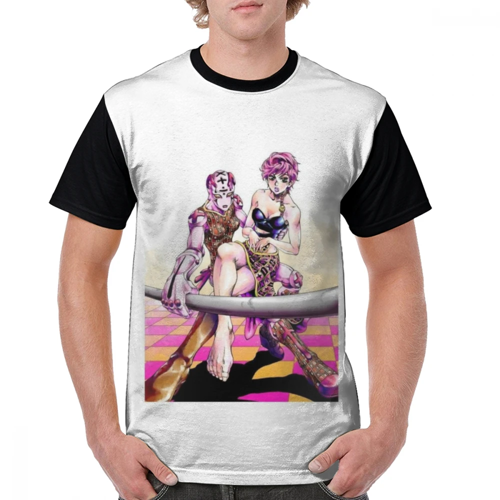 Jojo Bizzare Adventure футболка Золотой ветер футболка смешная графическая футболка большого размера забавная Повседневная полиэфирная Мужская футболка с коротким рукавом - Цвет: Черный
