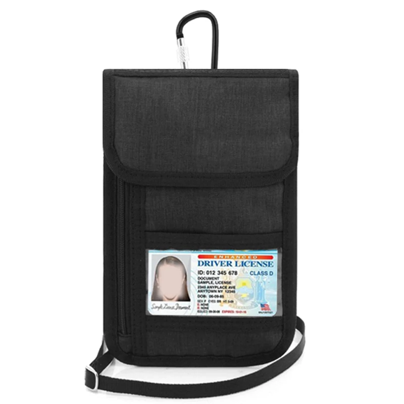 Анти-кражи заграничного паспорта Шея сумка RFID Бумажник для телефона чехол для Для мужчин Для женщин многофункциональная подвесная ID держатель хранения ювелирных изделий, сумка-мессенджер - Цвет: black