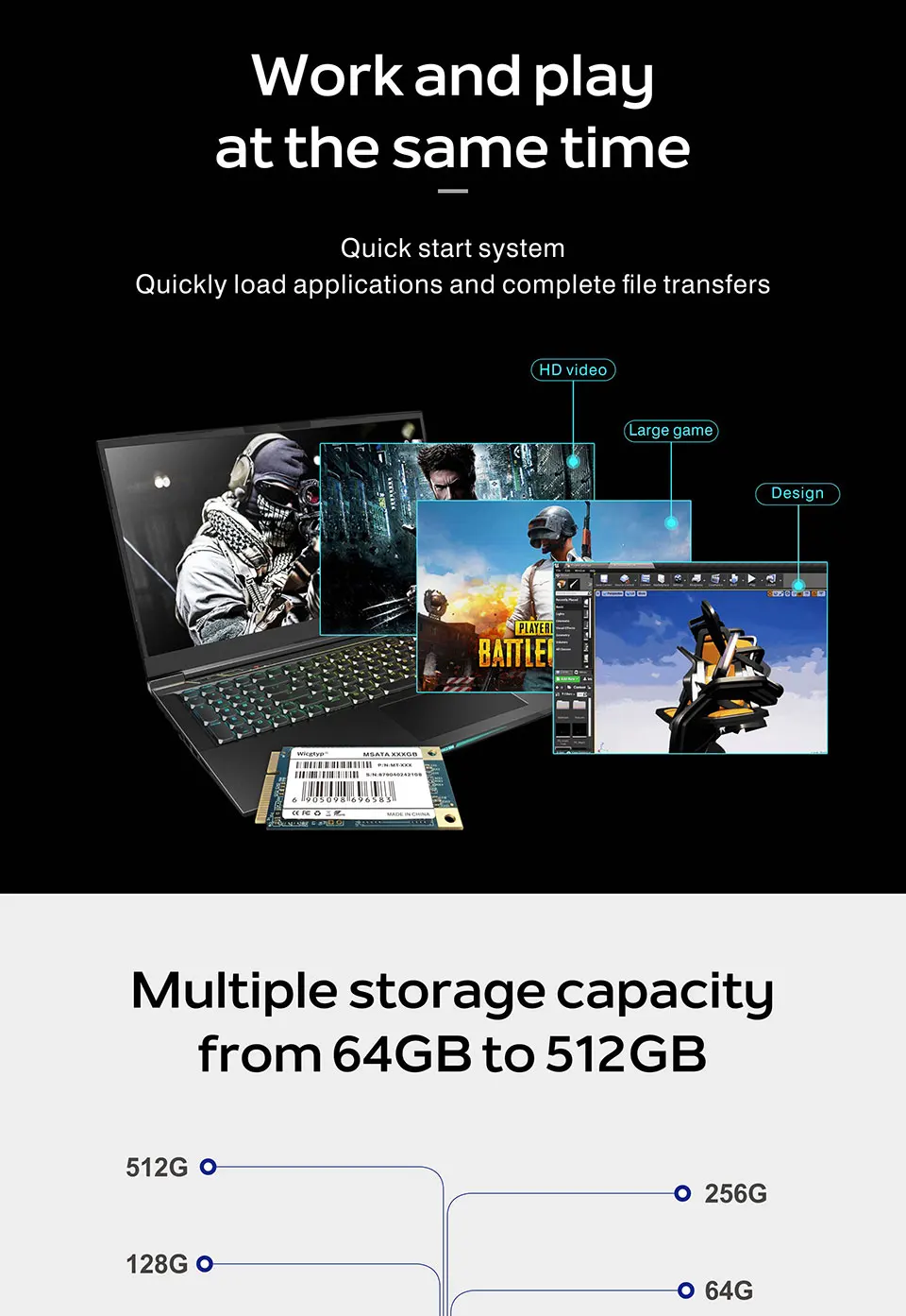 Wicgtyp завод mSATA SSD 64GB SATAIII mSATA жесткий диск мини SATA hdd твердотельный диск для hp Aser