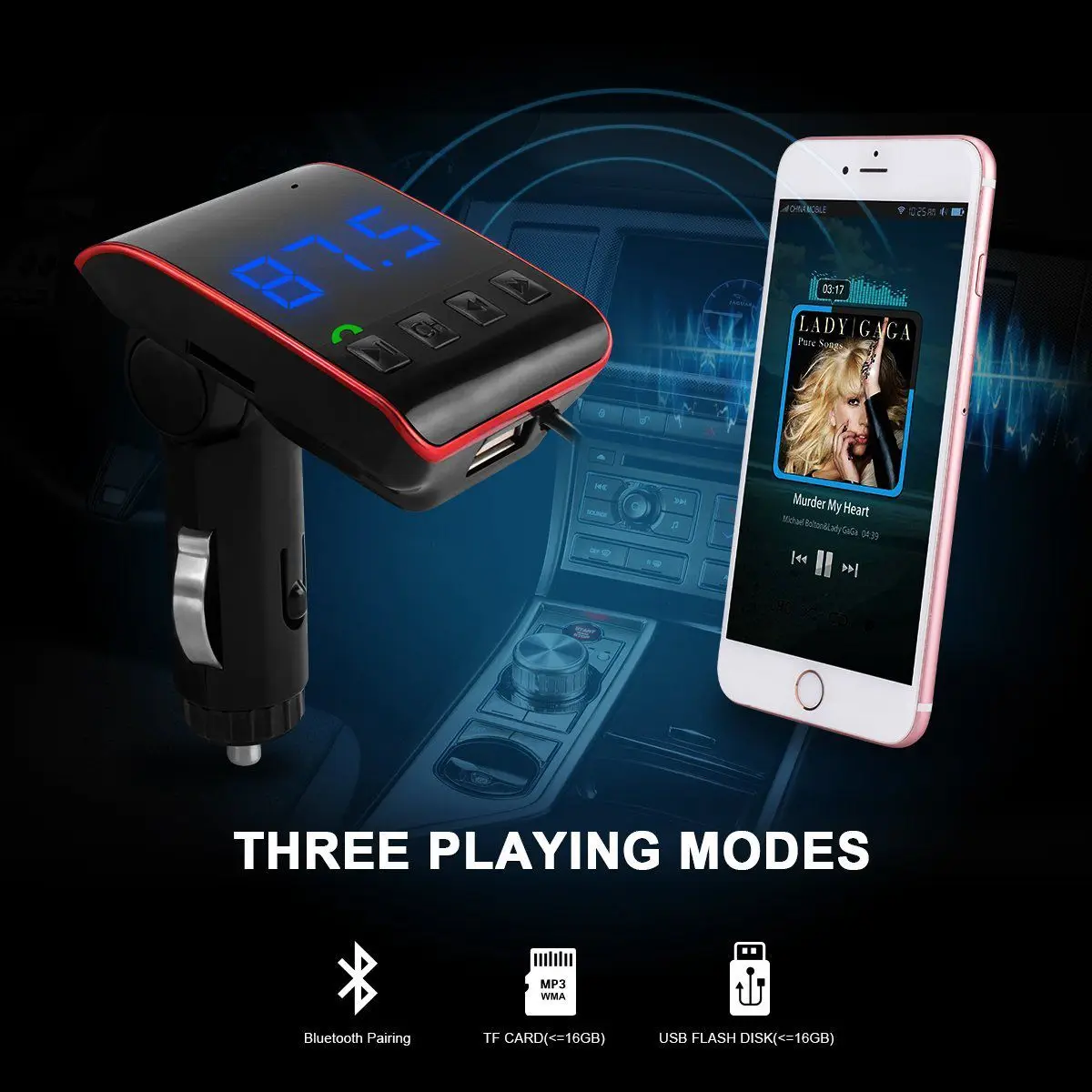 Bluetooth fm передатчик беспроводной автомобильный радиопередатчик адаптер зарядное
