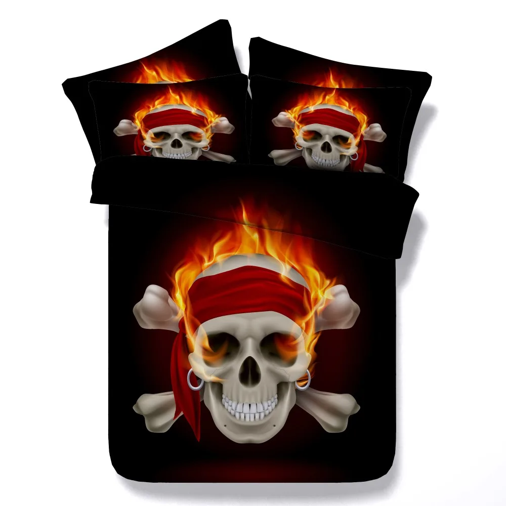 Комплект постельного белья из хлопка с 3D принтом скелета/головы/черепа 5 шт. набор