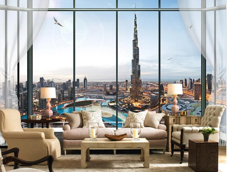 Custom photo wallpaper Dubai City night Wallpaper 3D for wall Bedroom Kid Room Decor TV background covering mural | Обустройство дома