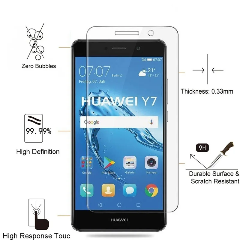 2 шт./лот 9H закаленное стекло для huawei Y7 TRT-LX1 LX2 Защитная пленка для экрана для huawei Y7 Prime TRA-AL00 AL00A