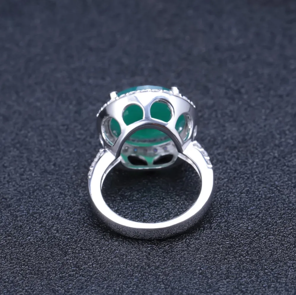 GEM'S BALLET 4.79Ct натуральный зеленый агат, натуральный камень, кольцо, 925 пробы, серебро, Винтаж, Halo, Коктейльные кольца для женщин, хорошее ювелирное изделие