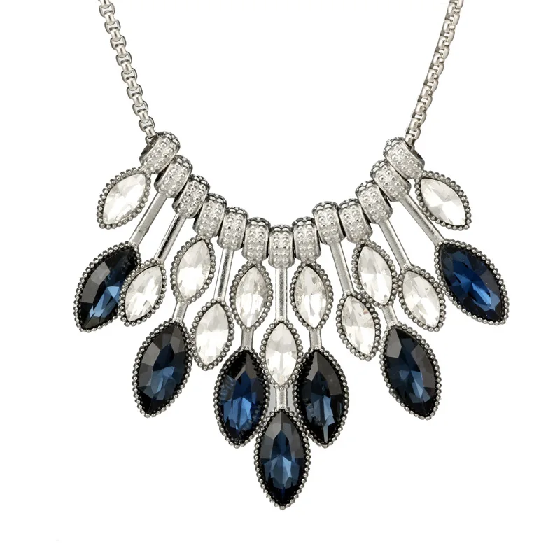 Women Chain Necklace Collier Femme 2018 Fashion Blue White Zricon Crystal Necklaces &amp Pendants Sweater Collar Mujer Jewelry | Украшения