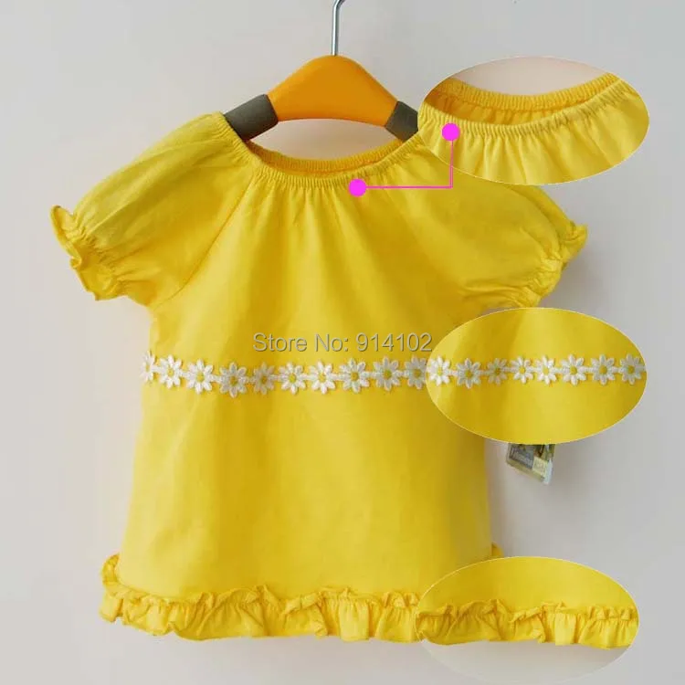 Комплекты летней одежды с цветочным принтом для маленьких девочек желтая