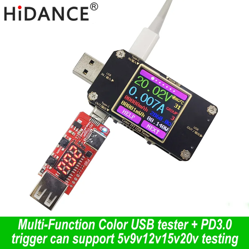 No-Bluetooth version USB Тестер TFT DC Цифровой вольтметр измеритель напряжения тока Вольт Амперметр детектор power bank индикатор зарядного устройства+ PD3.0 триггер - Цвет: No-Bluetooth version