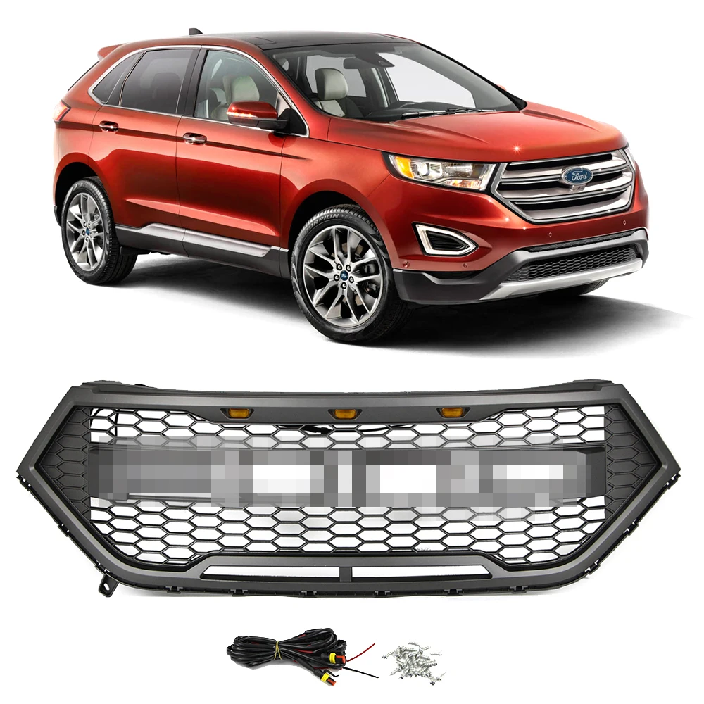 Решетка переднего бампера для Ford Edge 2015 2016 2017 2018 серый гриль Раптор стиль сотовая