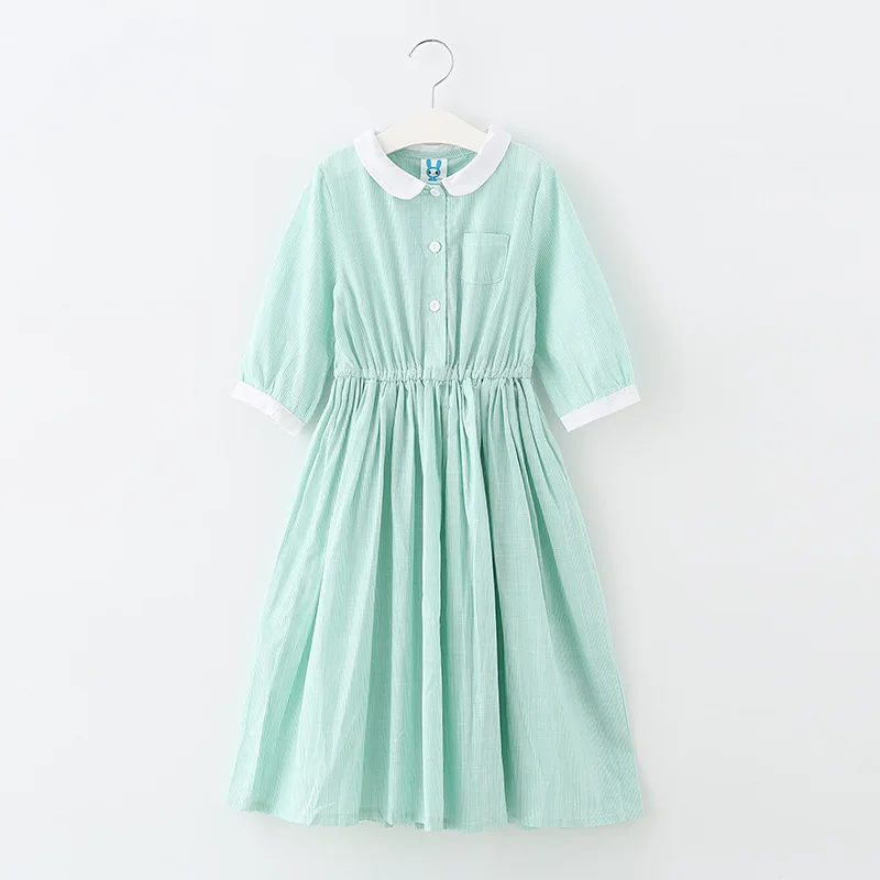 Платье для девочек-подростков Летнее Детское Хлопковое платье в полоску с