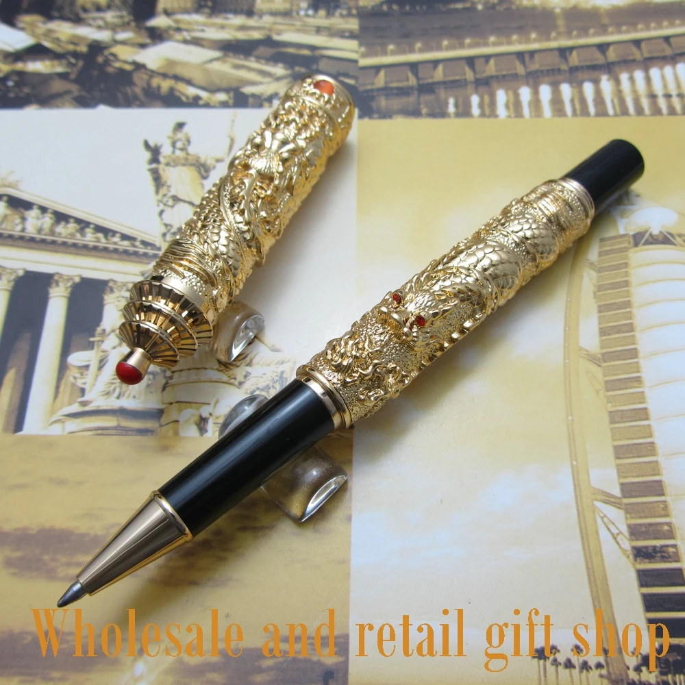 Jinhao L300 китайские двойные драконы играют с жемчугом и строительные ролики ручка в