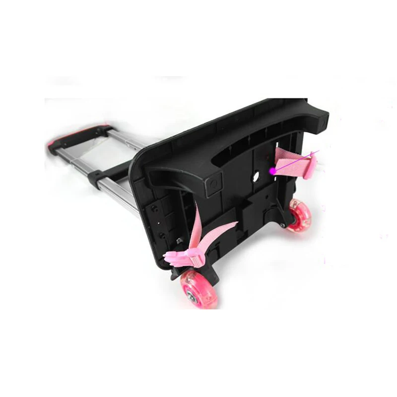 Folding Pulling Rod Bracket Rolling Cart Trolley School Bags Parts Kids Cartoon Two Wheels Trolley Accessories For Boys Girls