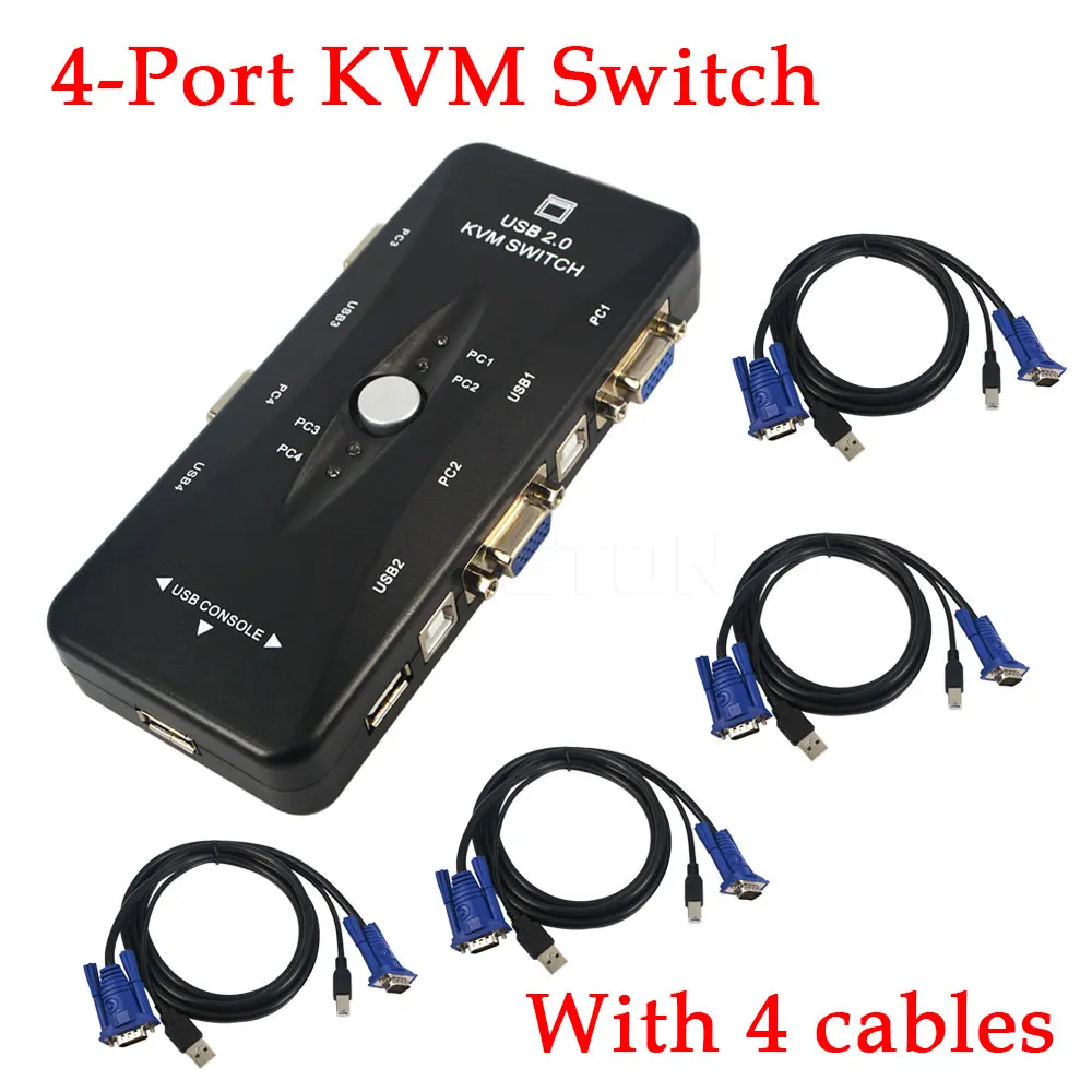 1 компл. 4 квм переключателя и концентратор порта USB 2 0 адаптер VGA/детской розетки