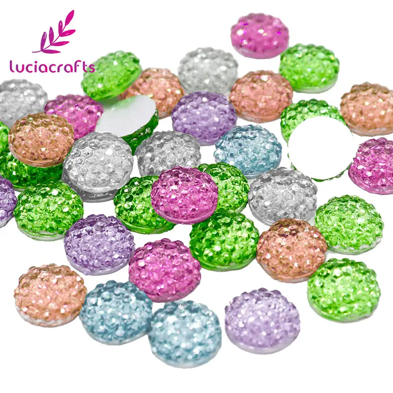 Lucia Crafts 50/100 шт разноцветные стразы 10 мм полимерные круглые бусины с плоской