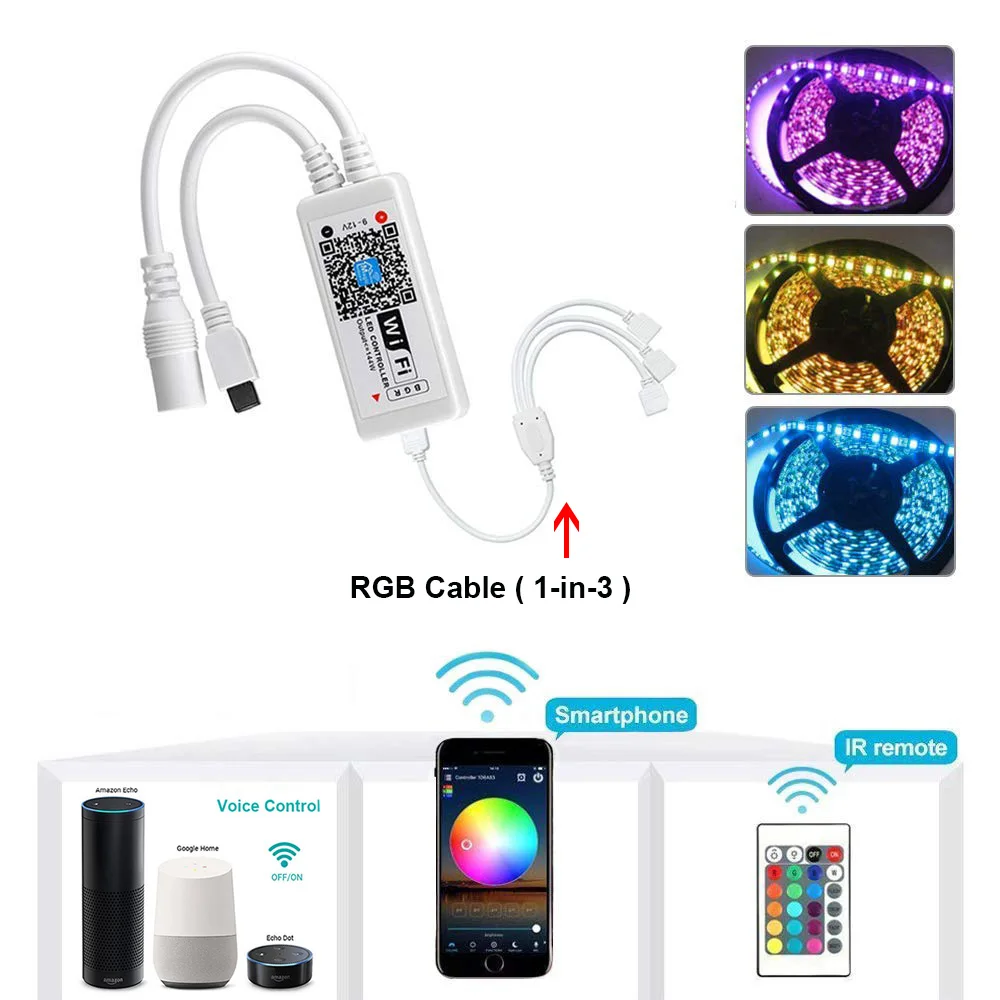 Смарт-Управление; Wi-Fi, Управление RGB светодиодный светильник лента 5 м 10 м 15 М 5050 Водонепроницаемый IP65 Неон Рождественский гибкий светильник 12V 5A адаптер