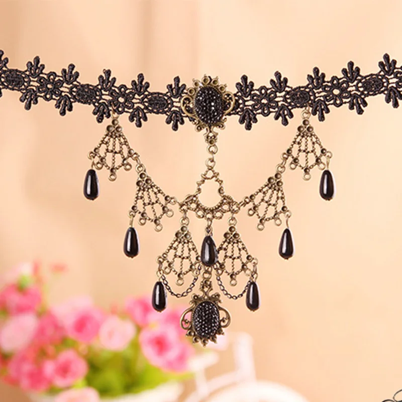 12 шт./лот черный кружевной Шарм ожерелье для подружек невесты Ювелирное