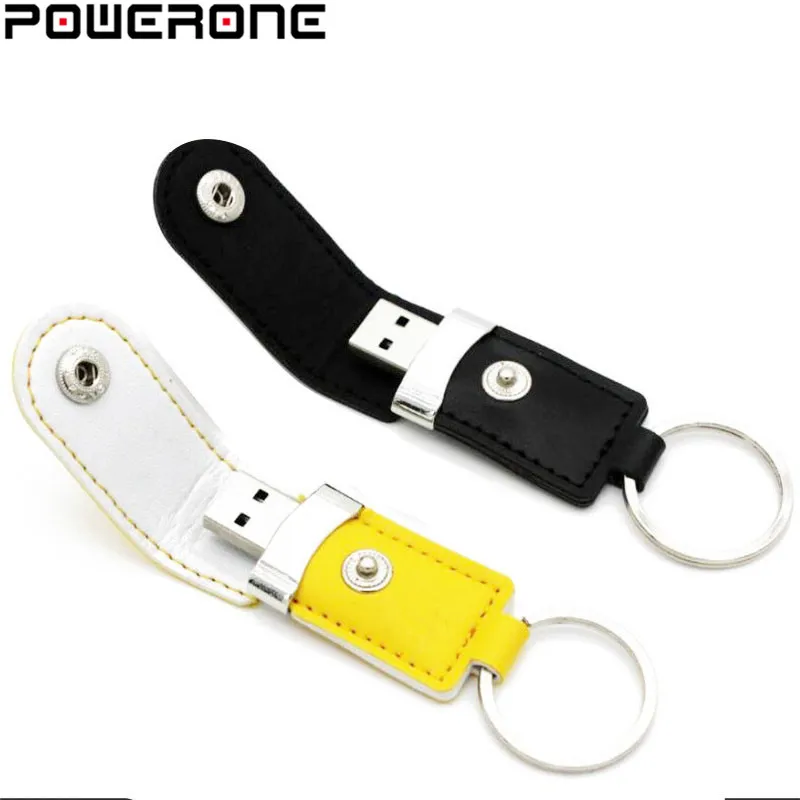 POWERONE металлический кожаный брелок Флешка usb флеш-накопитель 64 ГБ 32 ГБ 8 ГБ USB 2,0 коммерческий usn флеш-накопитель карта памяти