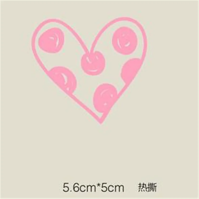 T shirt heat transfer printing heart stripe dot 56mm pvc patch for clothes iron on patches clothing 3d stickers | Дом и сад