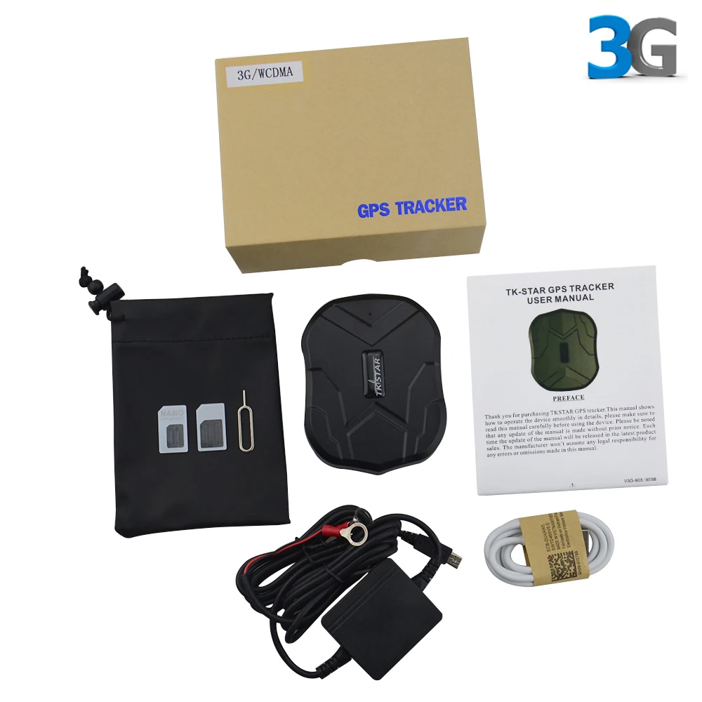 box with charger 3g gps автомобильный трекер TK905-3g водонепроницаемый 60 дней в режиме ожидания магнитный GSM/gps трекер вибрирующий будильник бесплатное приложение История воспроизведения пути - Цвет: box with charger