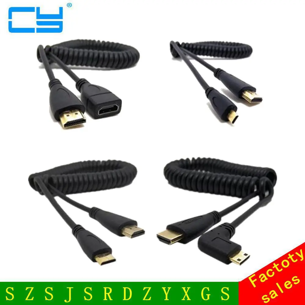 Бесплатная доставка вилка HDMI совместимая с Mini пружинный скрученный кабель V1.4 3D